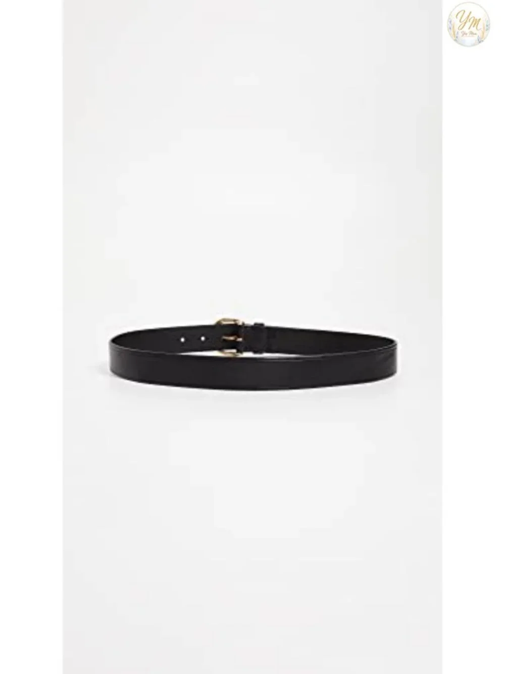 Genuine Leather Belt with Gold-Tone Buckle for Women